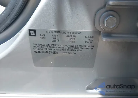 2010 Cadillac Sts Performance from USA, damaged, VIN 1G6DU6EA1A0100235